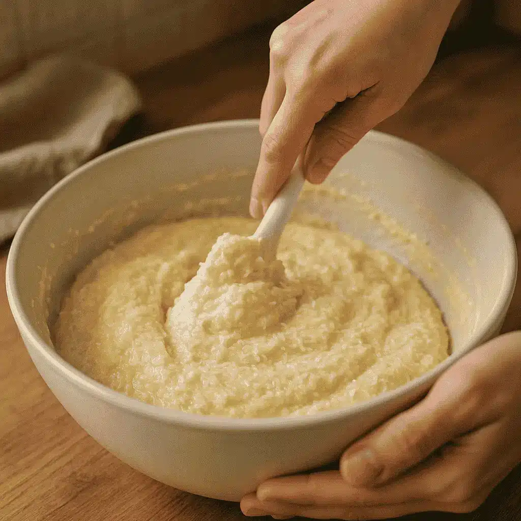 Easy Coconut Cake Recipe That Will Surprise Your Guests 7 Mixing batter for coconut cake recipe