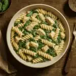 Fusilli pasta with creamy chicken