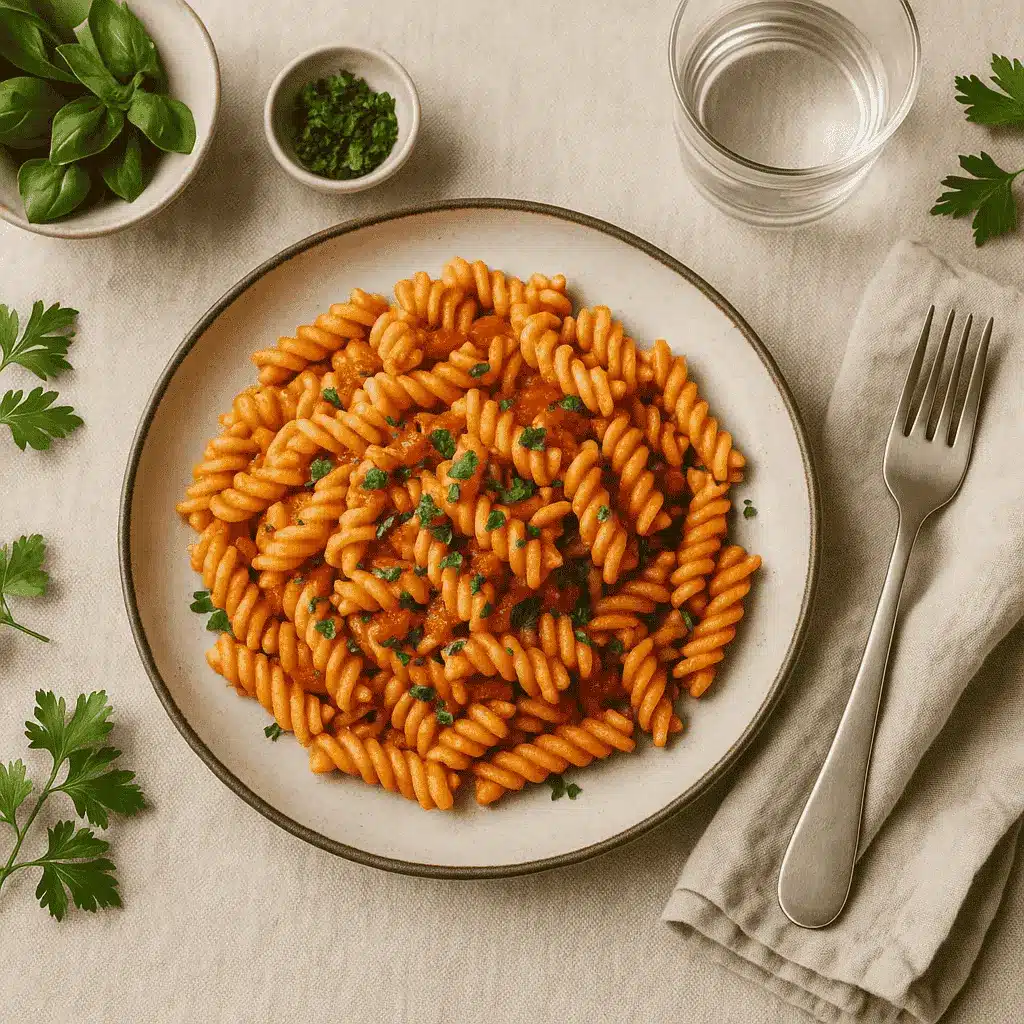Fusilli Pasta : Simple, Delicious, and Full of Comfort 20 Served fusilli pasta dish on table