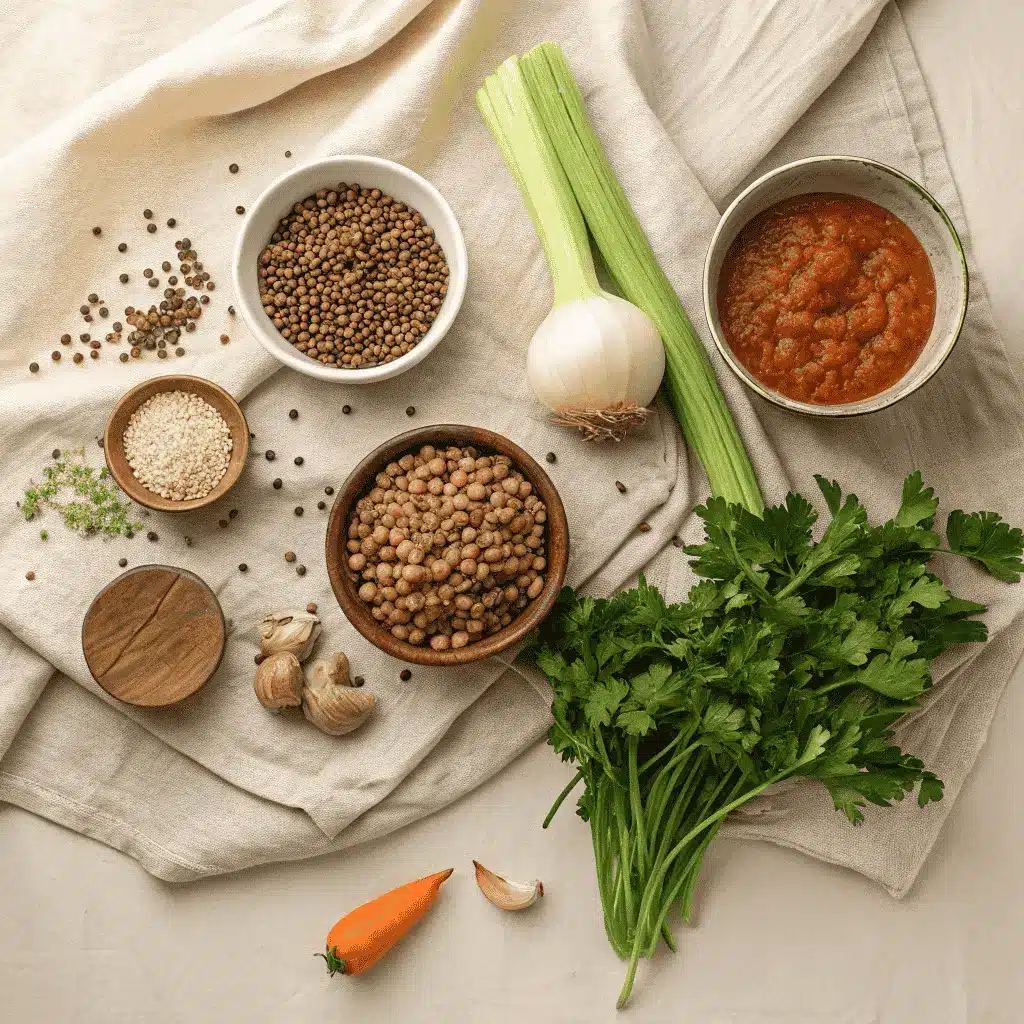 High Fiber Recipes That Actually Taste Amazing 7 Flat lay of natural high fiber recipes stew ingredients