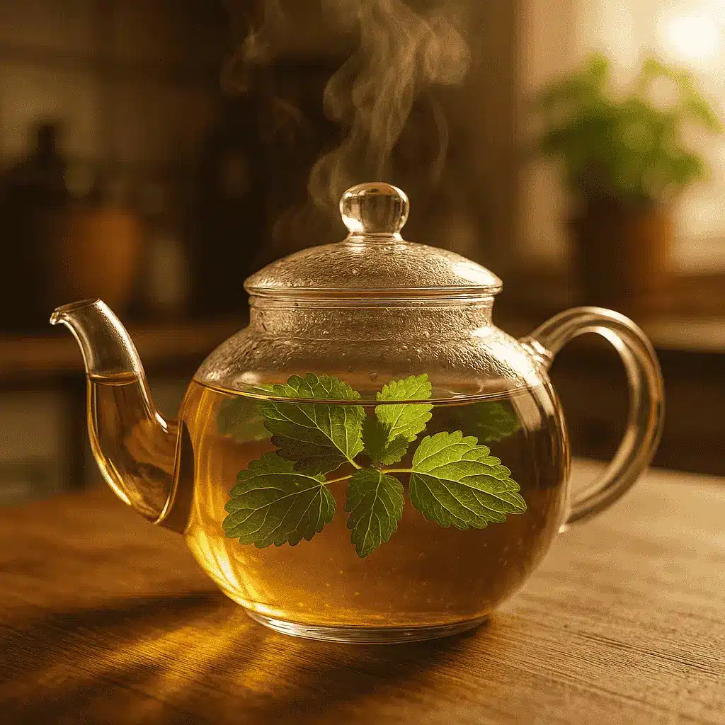 Lemon Balm Recipe You’ll Love: Calming, Fresh, and Easy to Make 8 Lemon balm steeping in hot water
