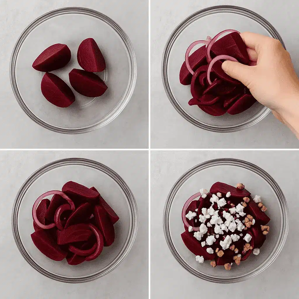 Pickled Beet Salad That’s Sweet, Tangy, and So Simple 6 Mixing pickled beets and salad toppings